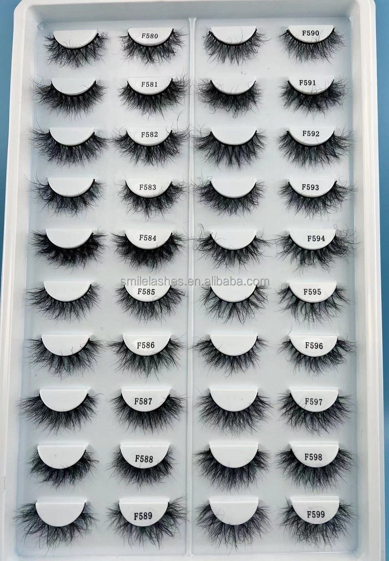 100% Real Mink Lashes 3D Luxurious False Eyelashes Hand-made Natural Long Cross Messy Lightweight False Lashes Wispy for Makeup