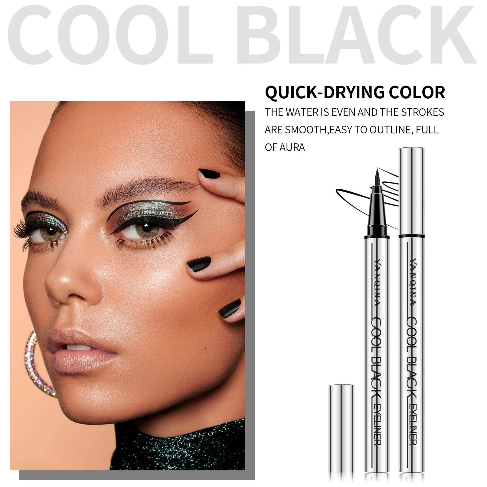 Made in China for Black Smooth Silver Tube Eyeliner Quick-Drying Waterproof Sweat-Proof Very Fine Pen Eye Use Guangdongmakeup