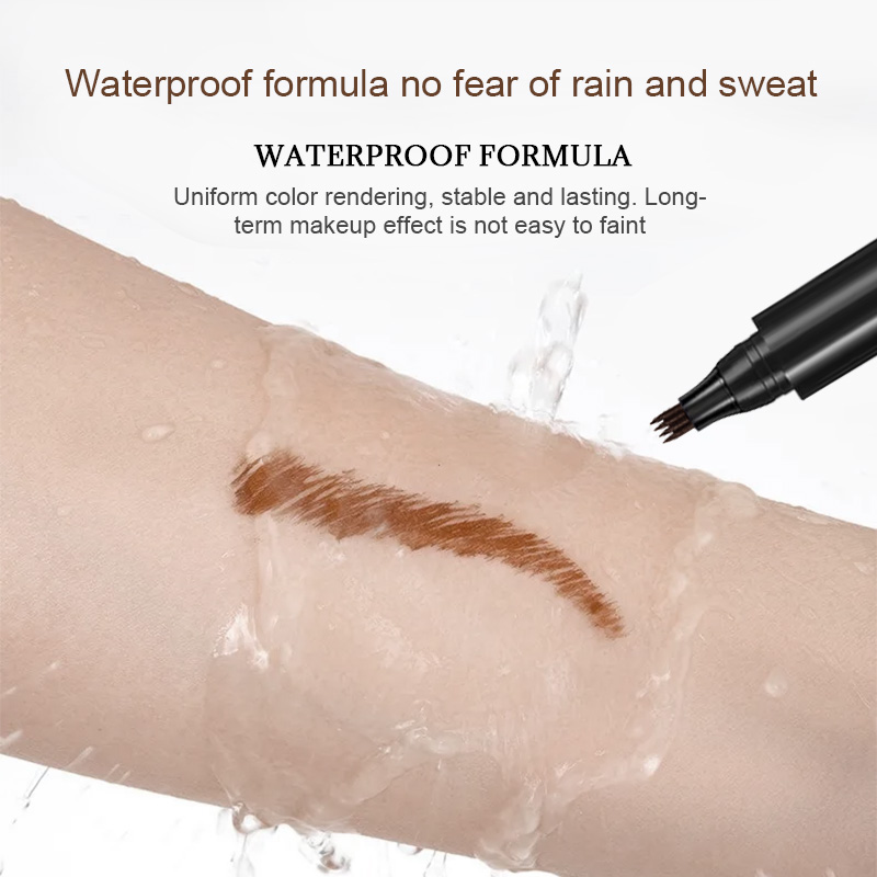 Microblading Eyebrow Pen Waterproof 4 Fork Tips Long-lasting Fine Sketch Mineral Liquid Eyebrow Pencil
