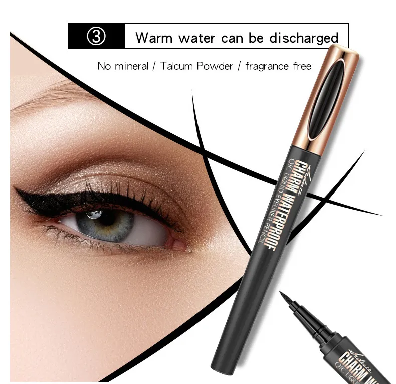 for Cross-Border Makeup Eyeliner Pen Wholesale Waterproof Oil Non-Blooming Cool Black Smooth Beauty Q611 Made in China