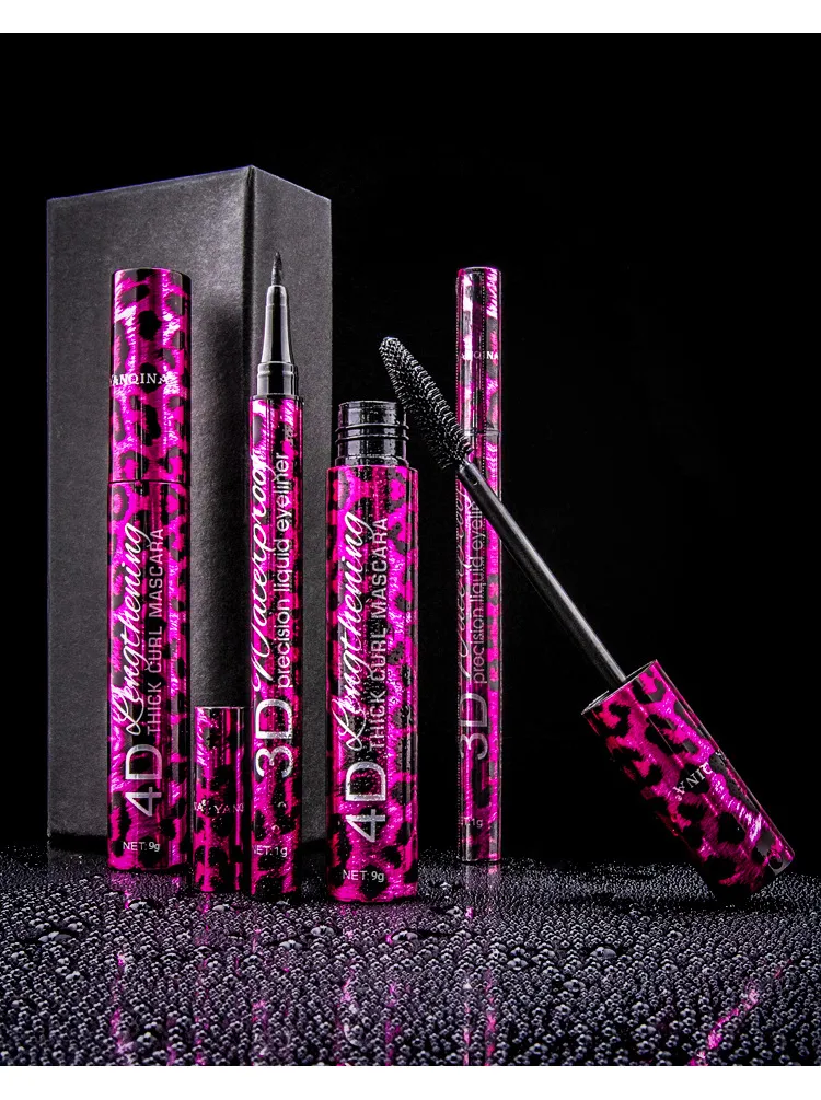 Red Leopard Liquid Mascara Eyeliner Long-Lasting Thick and Slim Natural Curly Cross Border Makeup Set
