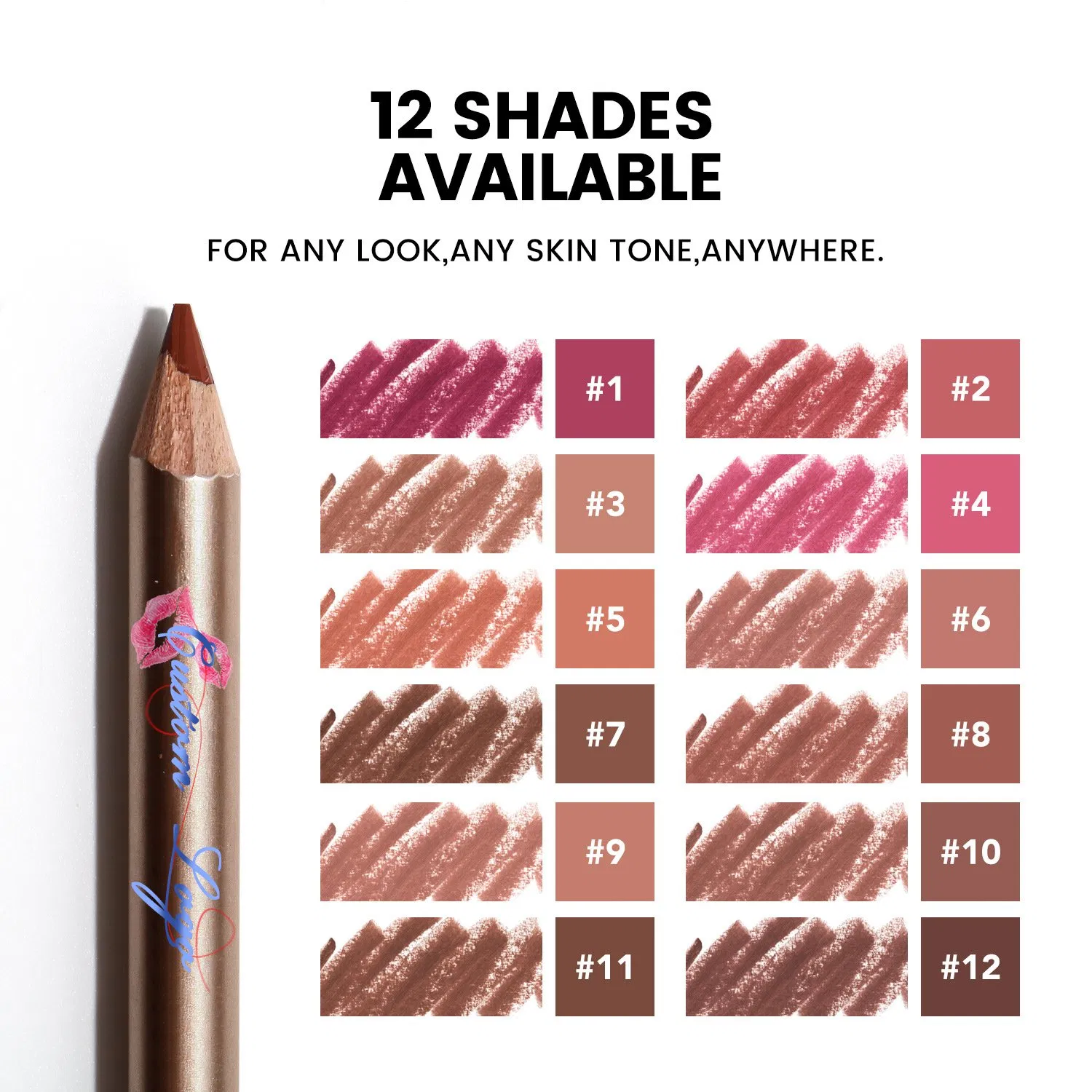 Wholesale Custom Logo Waterproof Private Label Creamy Wooden Lip Liner