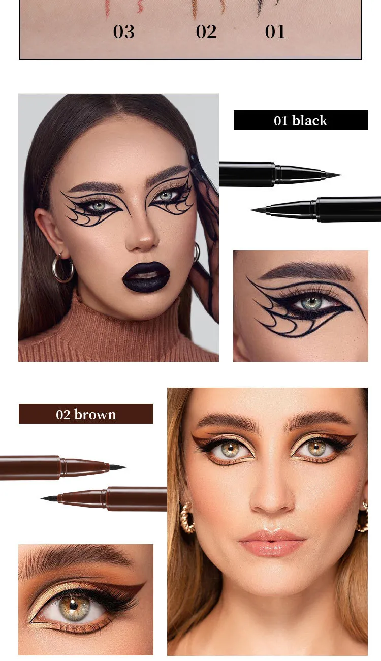 Long-Wear Liquid Eyeliner for Quick Makeup Ladies with Waterproof Formula