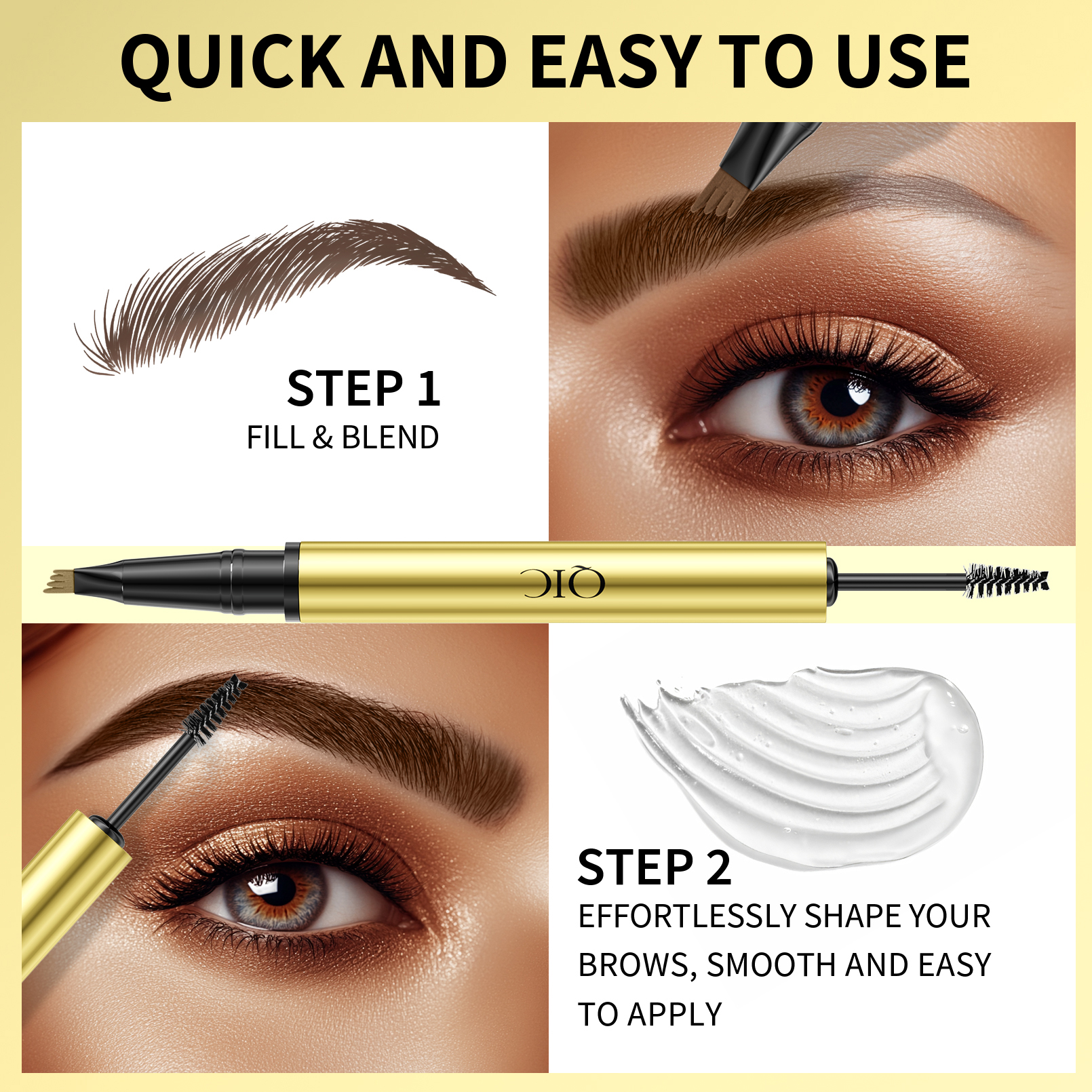 Double Headed Sweat Resistant Four Claw Liquid Eyebrow Pencil Non-staining Eyebrows Pencil Eyebrow Gel