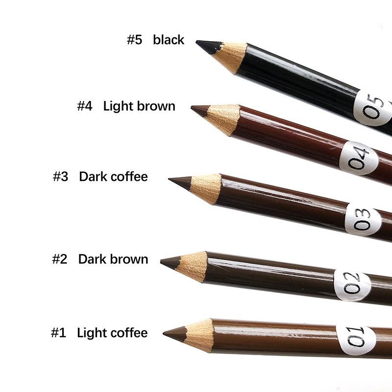 Private Label Waterproof Eyebrow Pencil Double Head Wooden Eyebrow Pencil With Brow Brush and Pencil Sharpener