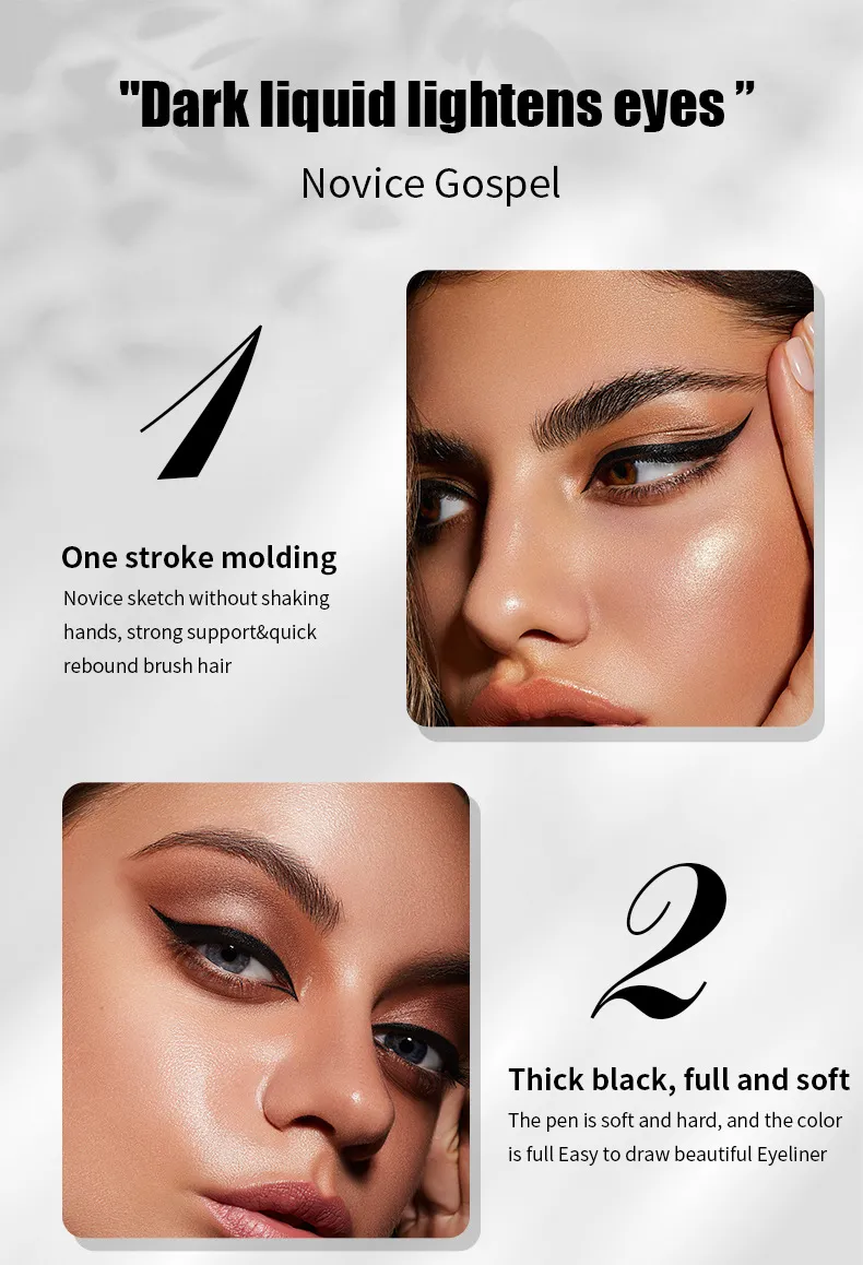 Black Smooth Silver Tube Eyeliner Quick-Drying Waterproof Sweat-Proof Very Fine Pen Eye Use
