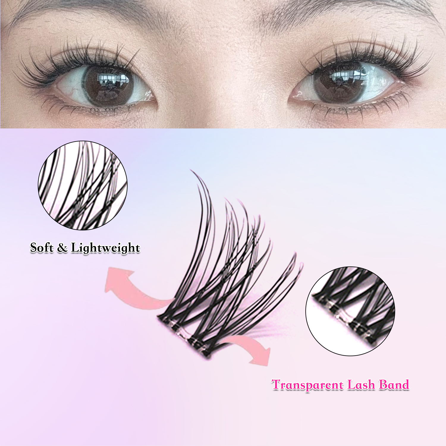 New Wispy Style Self-adhesive False Eyelash DIY Mix Length Silk Lashes Eyelash Acrylic Package Self Adhesive Eye Lashes Press-on
