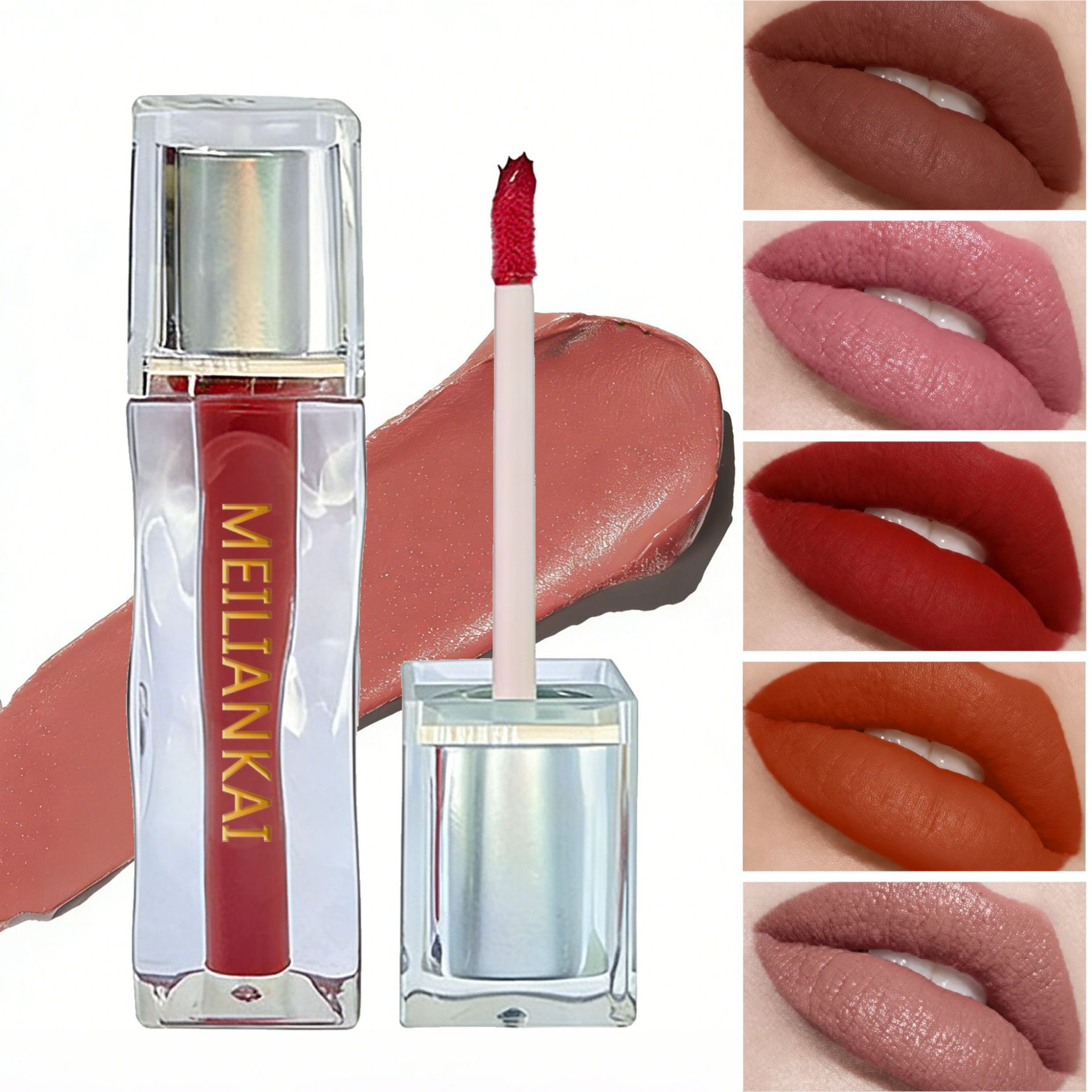 MEILIANKAI Cross-Border Wave Lip Gloss European American Mirror Moisturizing Multivitamin Regular Size Easy Apply Lipstick Stock