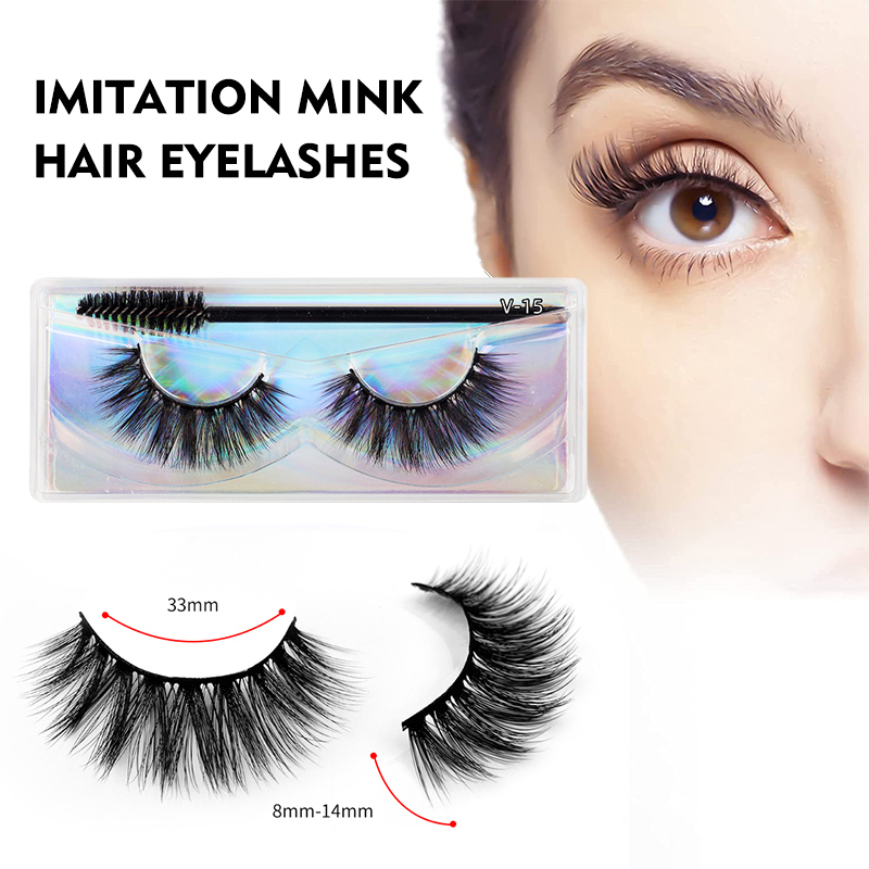 Wispy Lashes Look Fake Eyelashes Bulk with 15 Glitter Eyelash Box Natural Medium Length Mink Fur 3d Faux Mink Synthetic