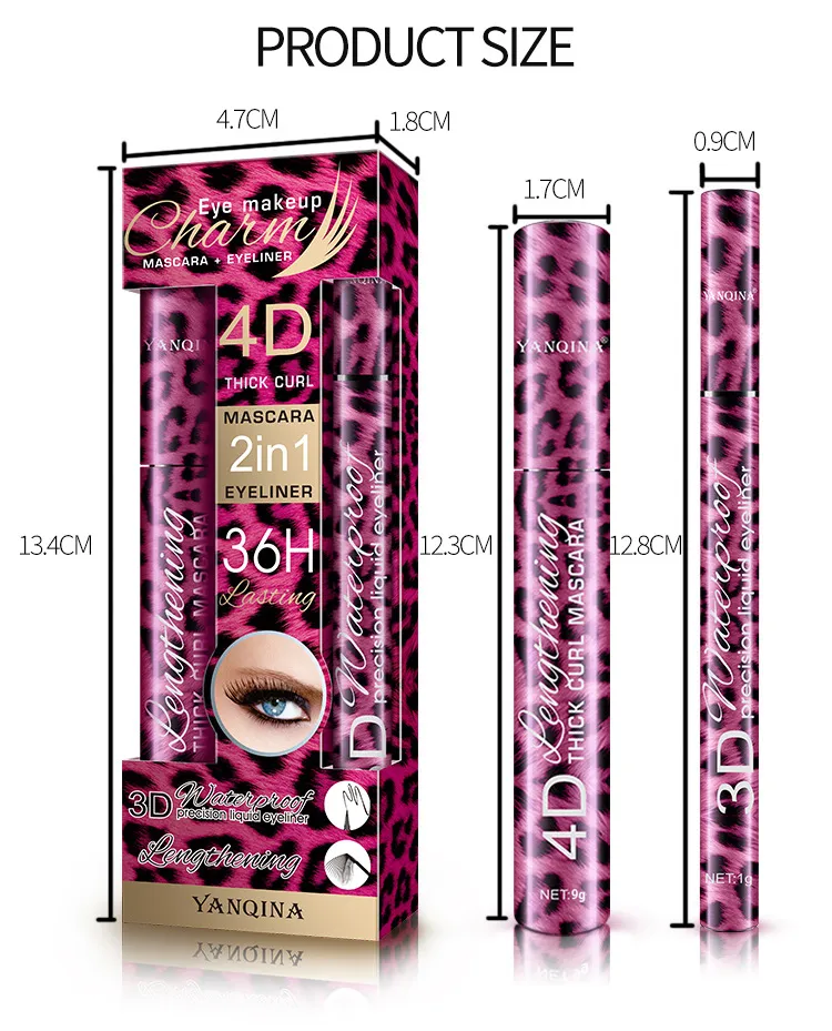 Red Leopard Liquid Mascara Eyeliner Long-Lasting Thick and Slim Natural Curly Cross Border Makeup Set