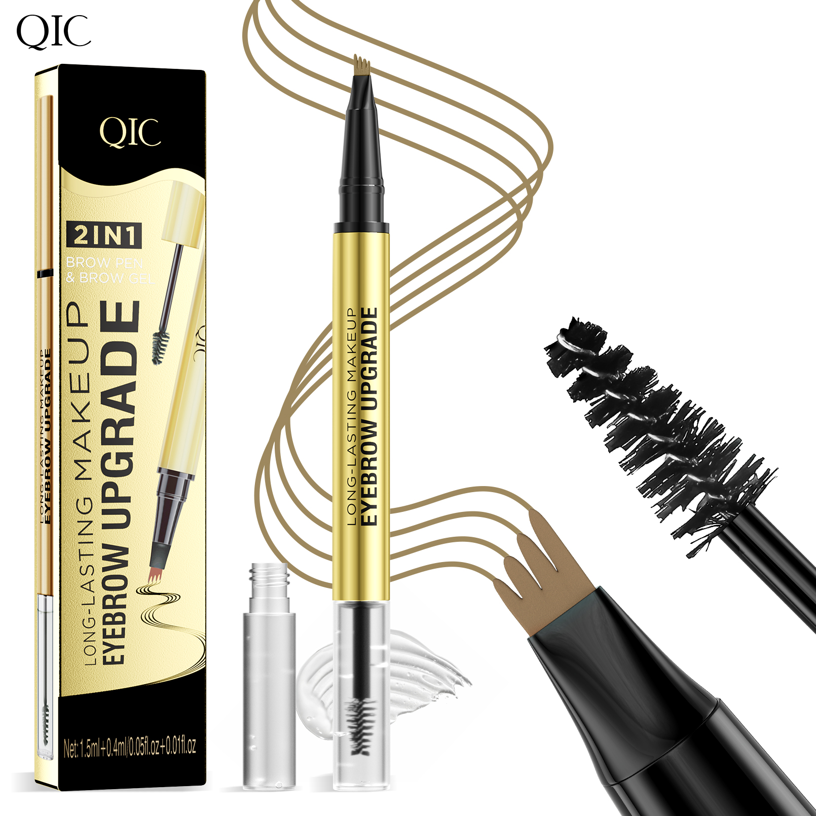 Double Headed Sweat Resistant Four Claw Liquid Eyebrow Pencil Non-staining Eyebrows Pencil Eyebrow Gel