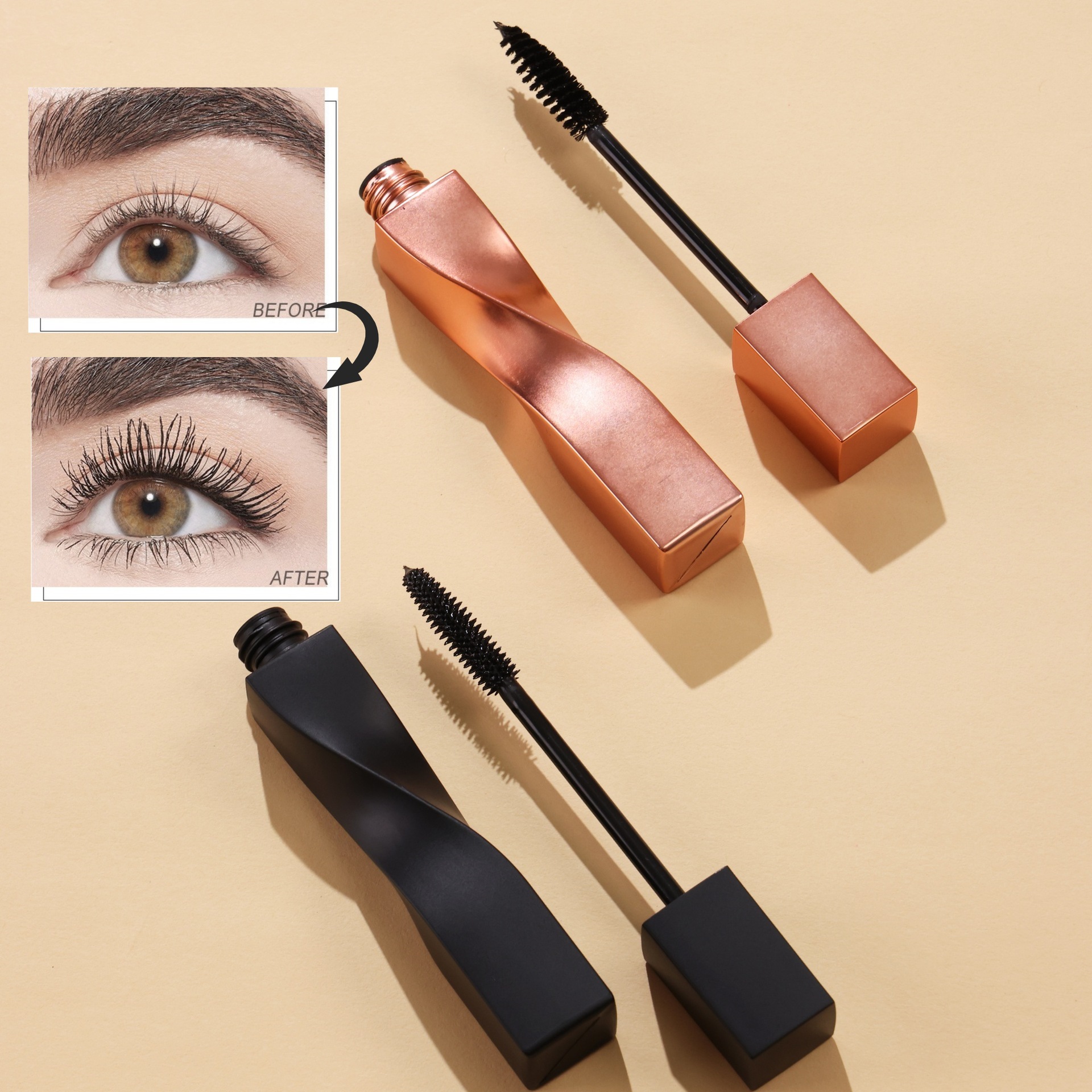 Cross-Border New Product Smudge-Proof 4D Silicone Brush Head, Volumizing, Curling Lengthening Mascara, Makeup Wholesale, No Logo