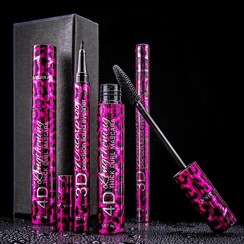 Red Leopard Liquid Mascara Eyeliner Long-Lasting Thick and Slim Natural Curly Cross Border Makeup Set
