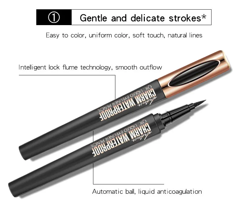 for Cross-Border Makeup Eyeliner Pen Wholesale Waterproof Oil Non-Blooming Cool Black Smooth Beauty Q611 Made in China