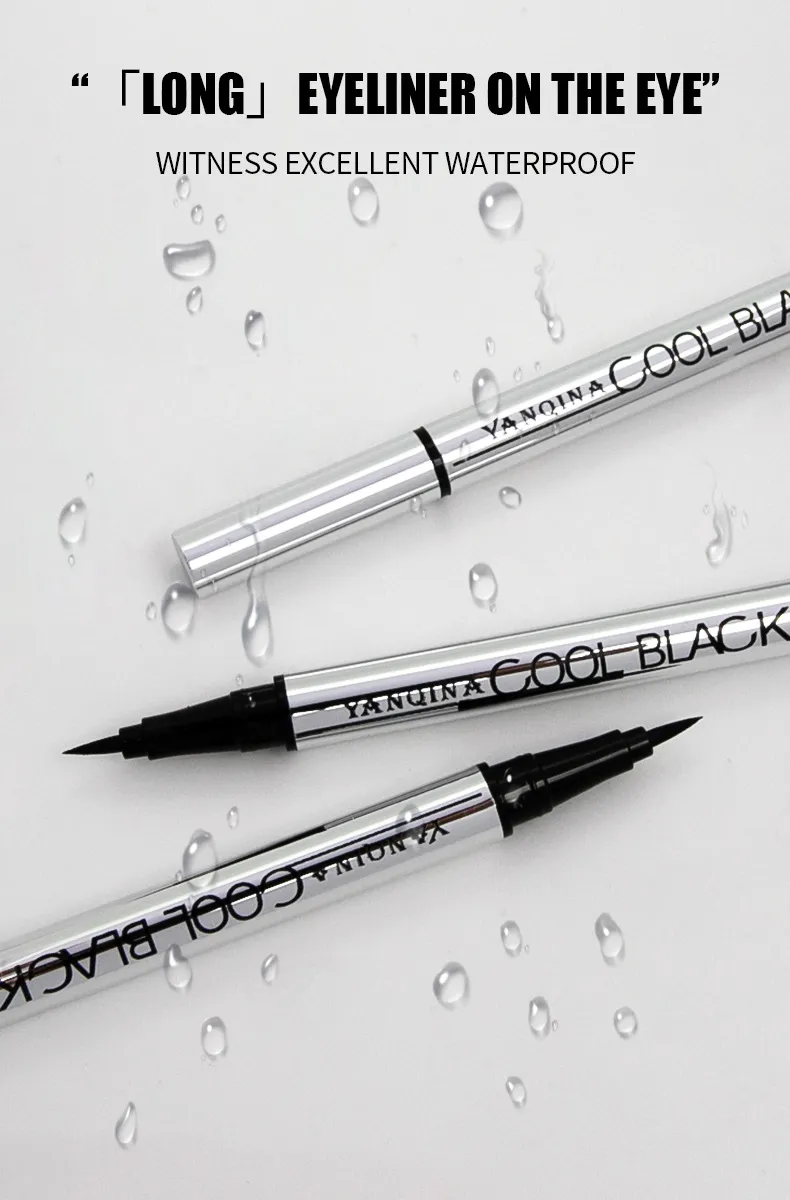 Black Smooth Silver Tube Eyeliner Quick-Drying Waterproof Sweat-Proof Very Fine Pen Eye Use