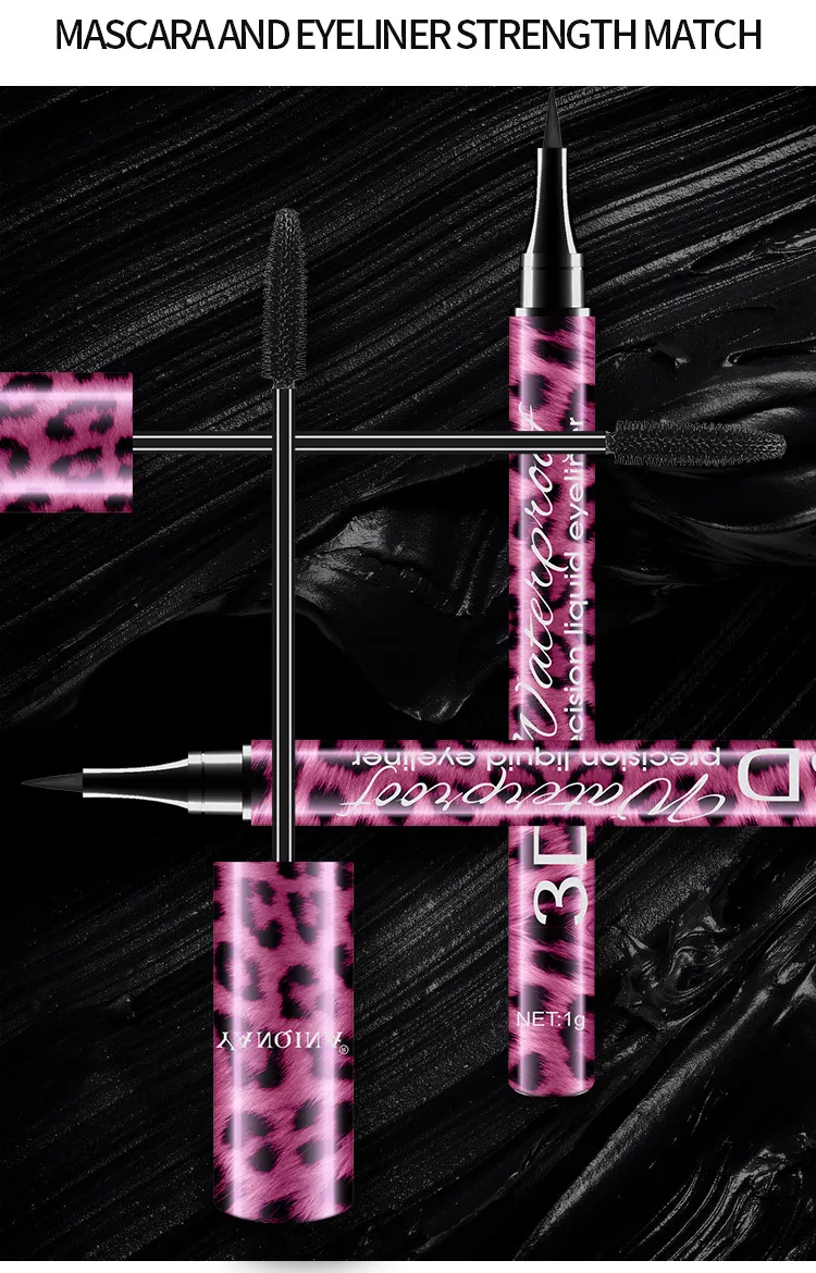 Red Leopard Liquid Mascara Eyeliner Long-Lasting Thick and Slim Natural Curly Cross Border Makeup Set