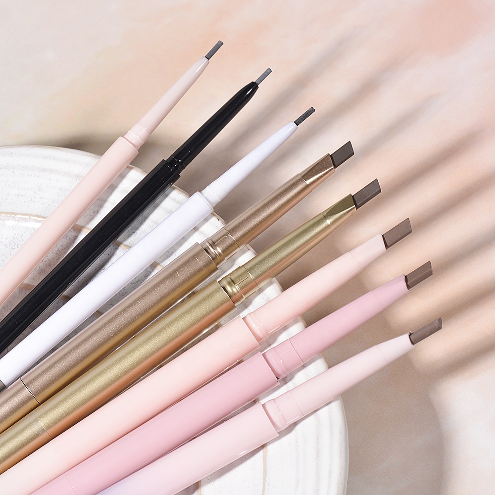 Vegan Double Headed Automatic Eyebrow Pencil Powder Private Label or Paper Box Accepted New Design Colorful Tube Customized