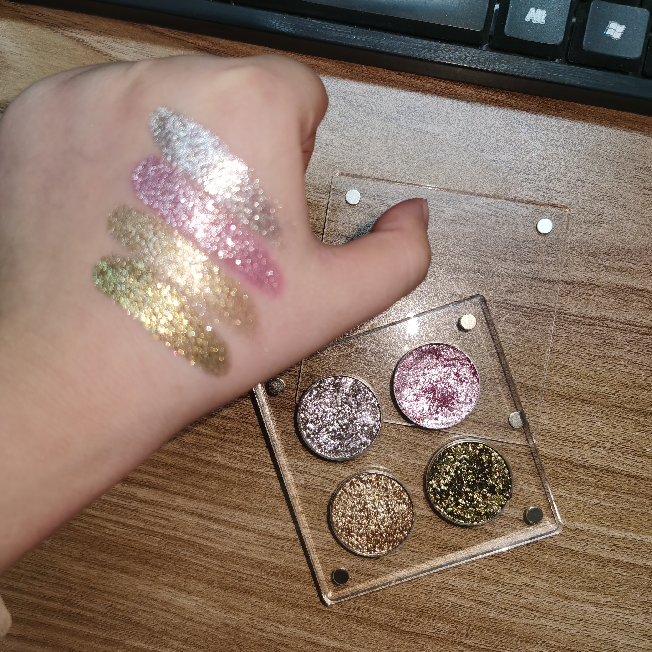 High Pigment Private Label Metallic Glitter Acrylic Eyeshadow Palette Glitter Makeup Eyeshadow