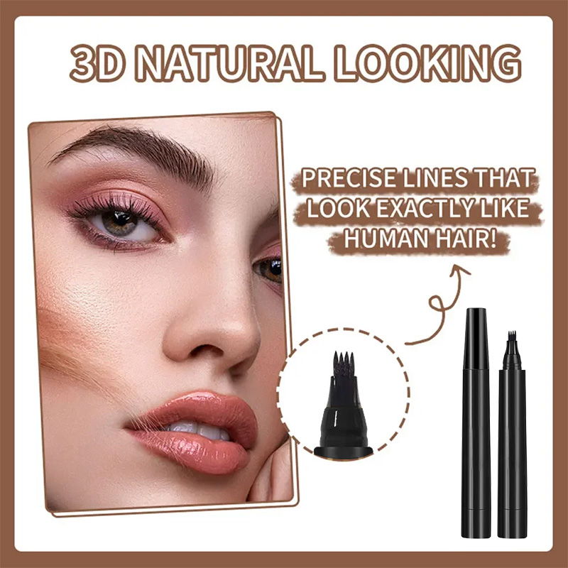 Microblading Eyebrow Pen Waterproof 4 Fork Tips Long-lasting Fine Sketch Mineral Liquid Eyebrow Pencil