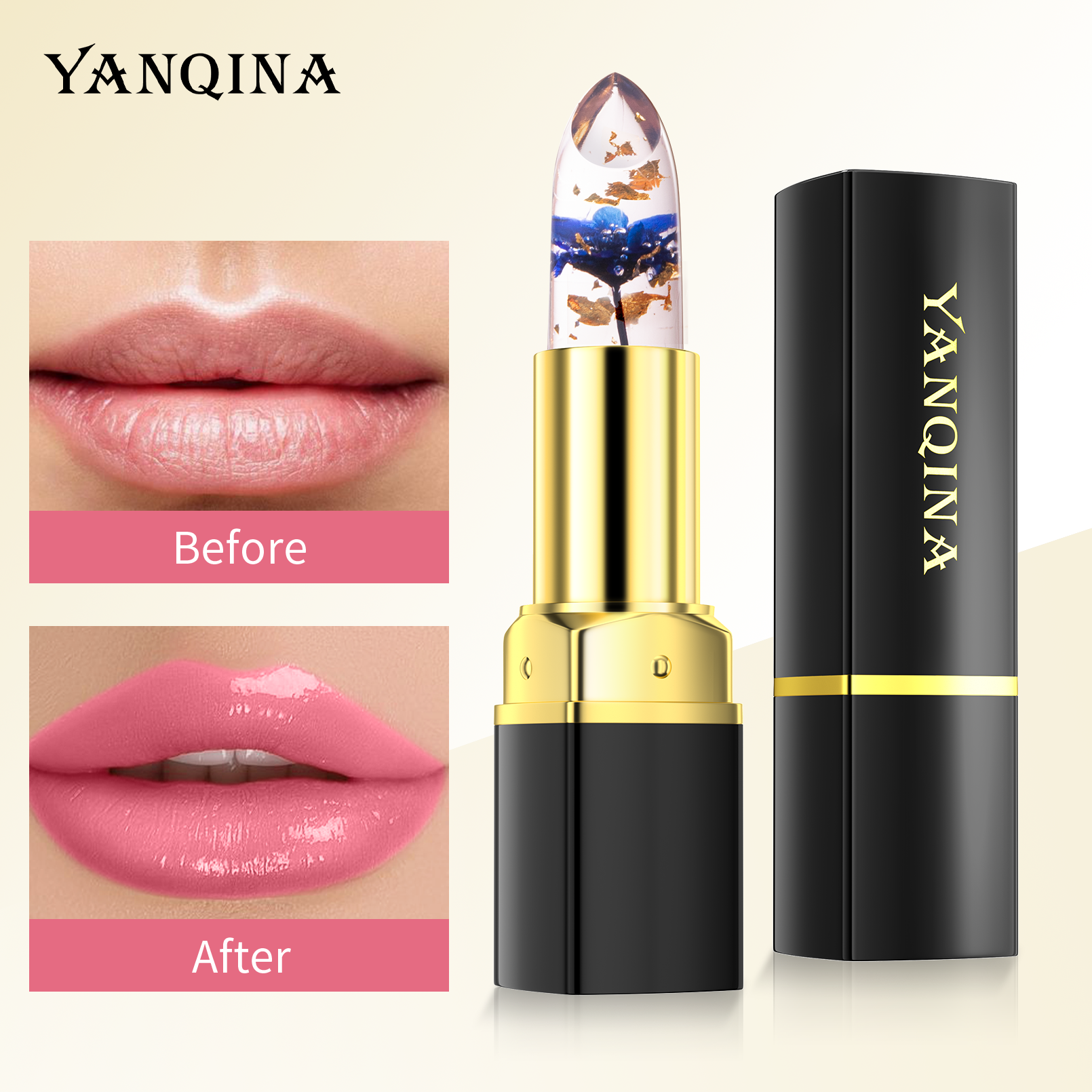 Dry Crystal Flower Jelly Lipstick Lipgloss Long Lasting Moisturizing Ph Clear Temperature Magic Color Changing Lip Gloss
