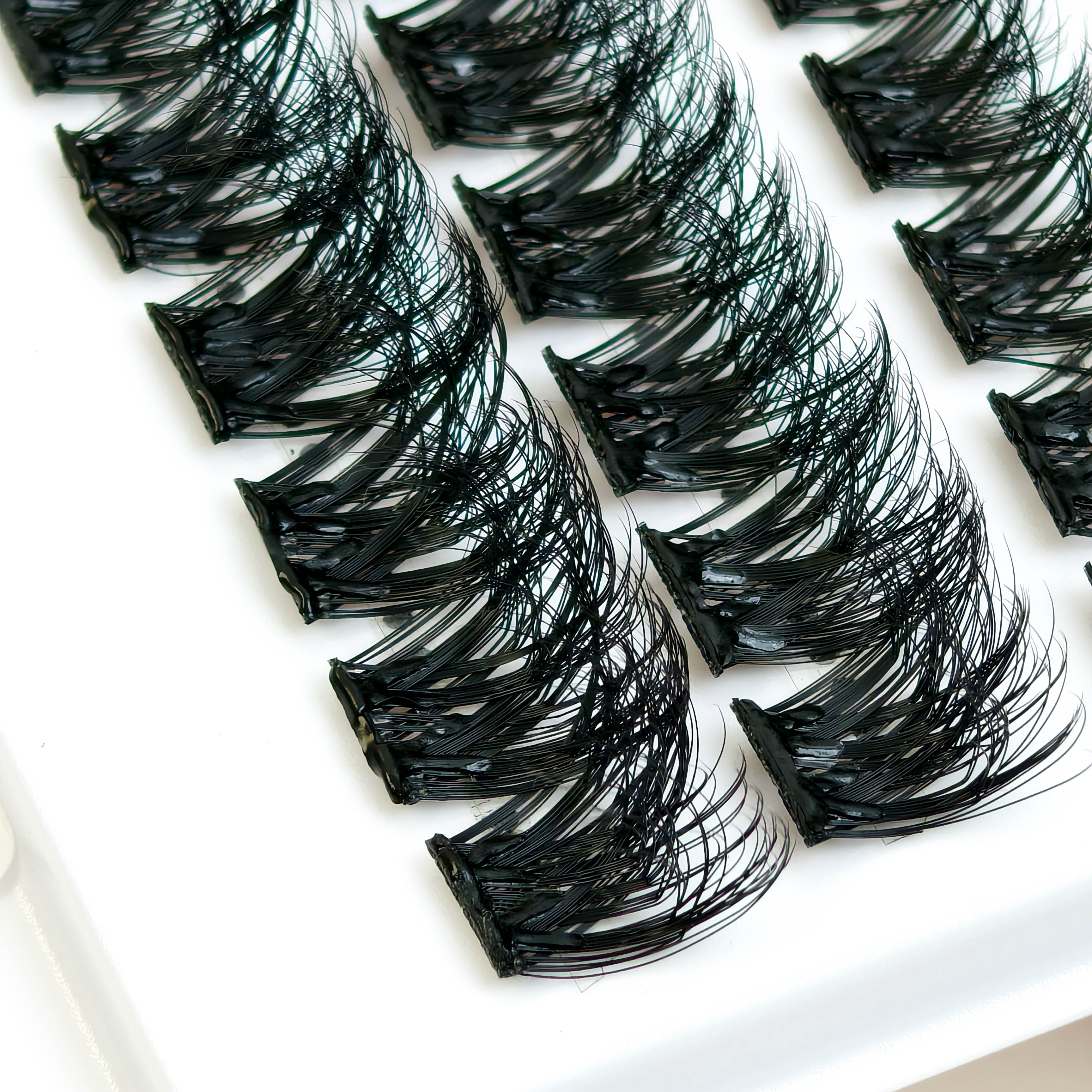Pre Cut Glueless Long Lasting Waterproof Vegan Press on Lashes Individual Handmade Self Adhesive Lashes Diy Eyelashes