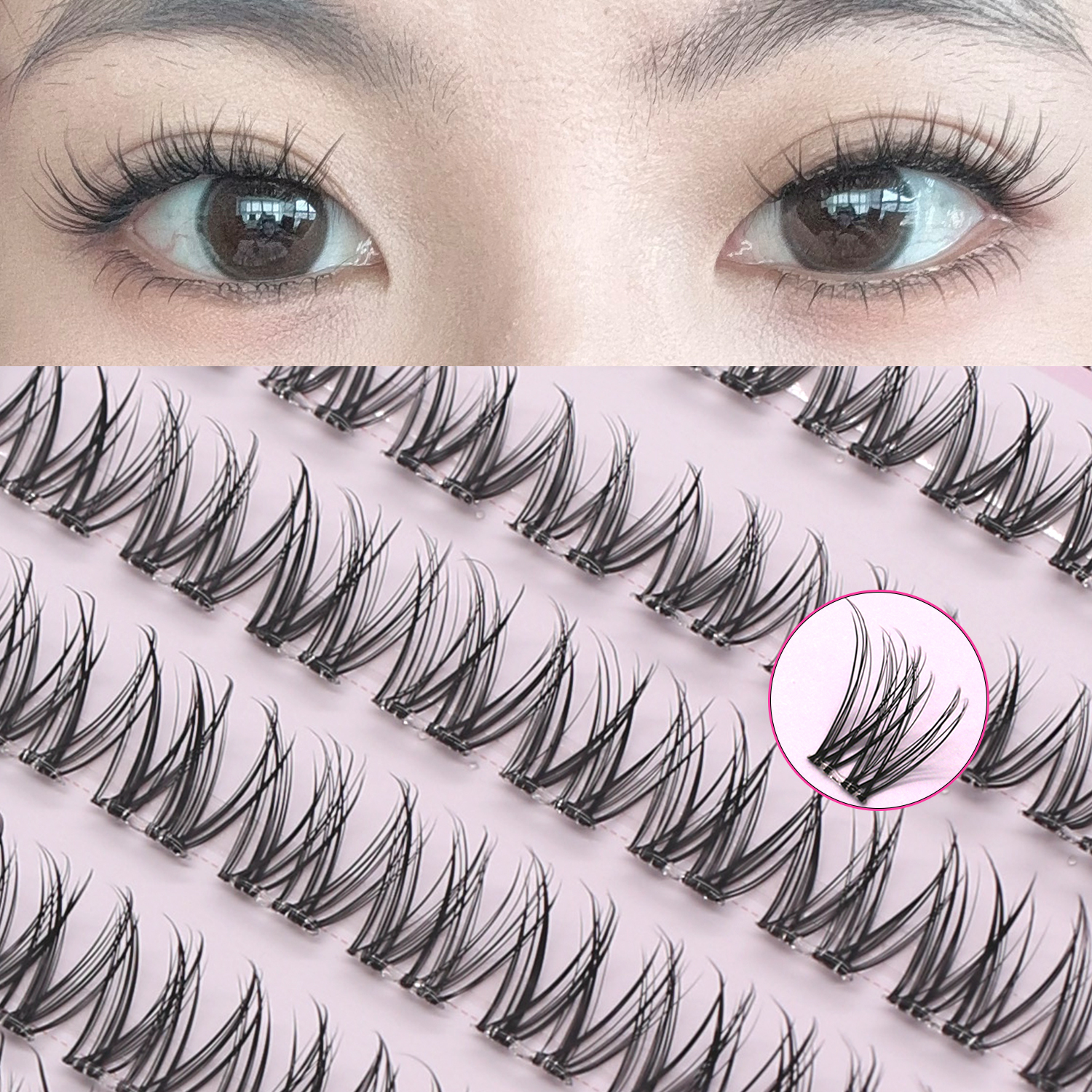New Wispy Style Self-adhesive False Eyelash DIY Mix Length Silk Lashes Eyelash Acrylic Package Self Adhesive Eye Lashes Press-on