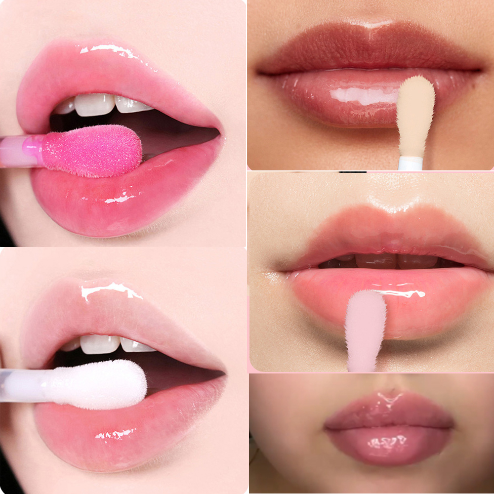 Clear Vegan Pink Plumped Lip Oil High Quality Glossy Lip Gloss Custom Private Label Flavouring Double Color Cute Wholesale Low