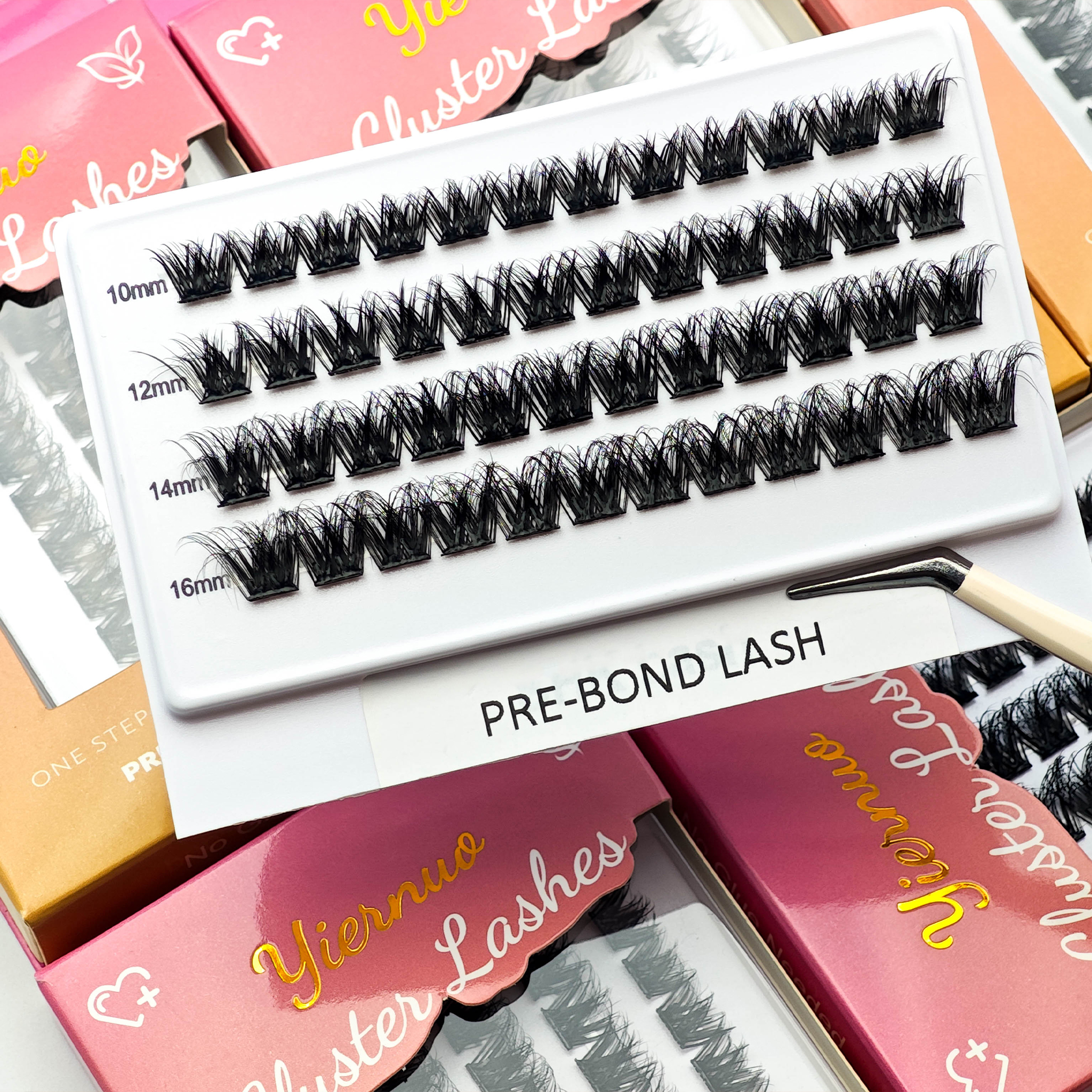 Pre Cut Glueless Long Lasting Waterproof Vegan Press on Lashes Individual Handmade Self Adhesive Lashes Diy Eyelashes