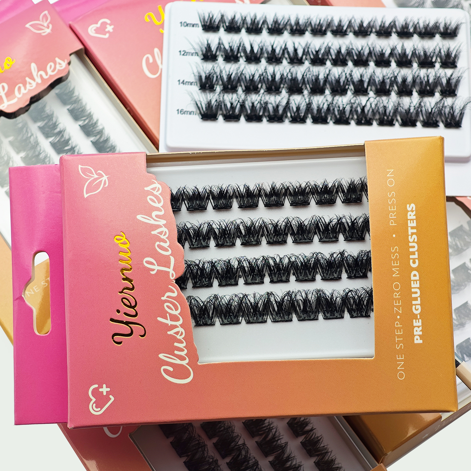 Pre Cut Glueless Long Lasting Waterproof Vegan Press on Lashes Individual Handmade Self Adhesive Lashes Diy Eyelashes