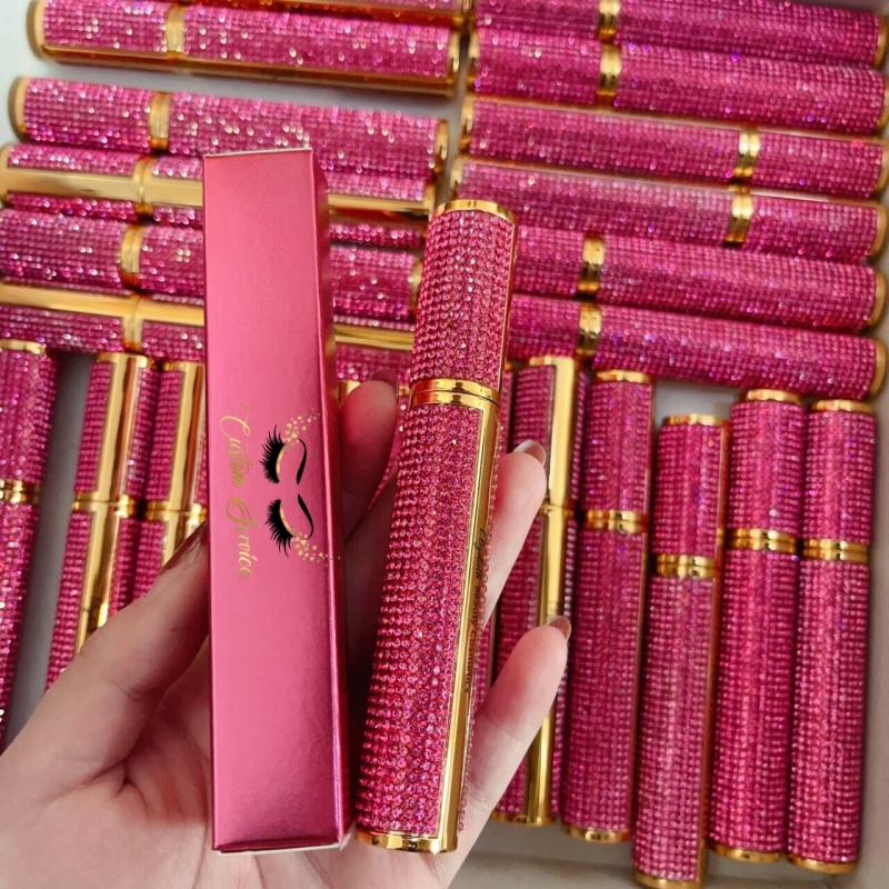 Wholesale Rose Pink Mineral Mascara Private Label 4D Fiber Mascara Waterproof Lengthening Long Lasting Black Eyelash Mascara