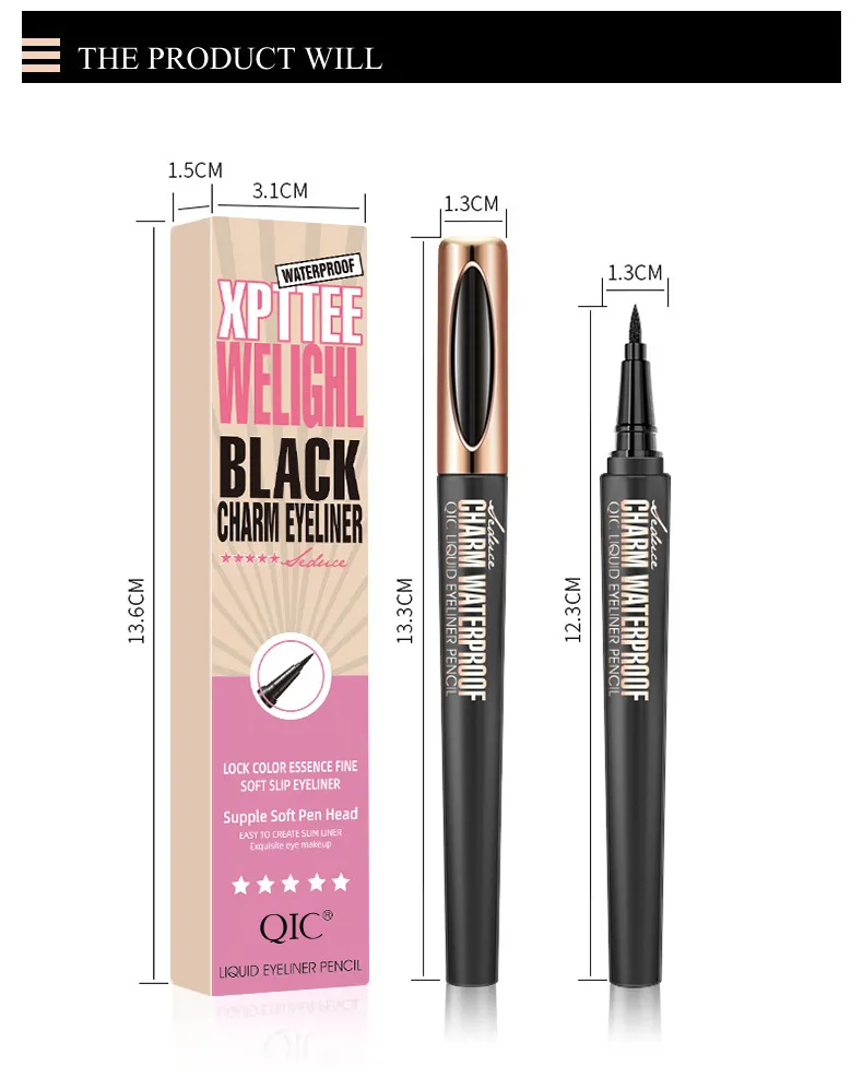 for Cross-Border Makeup Eyeliner Pen Wholesale Waterproof Oil Non-Blooming Cool Black Smooth Beauty Q611 Made in China