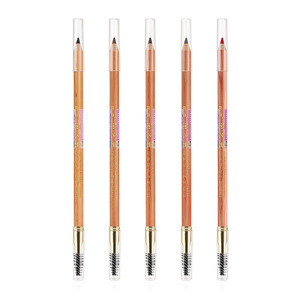 Double Head Embroidered Eyebrow Pencil Hot Sale Dark Brown Waterproof Custom 5 Color Matte Wooden Eyebrow Pencil