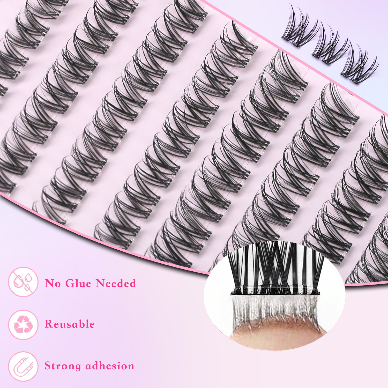 New Wispy Style Self-adhesive False Eyelash DIY Mix Length Silk Lashes Eyelash Acrylic Package Self Adhesive Eye Lashes Press-on