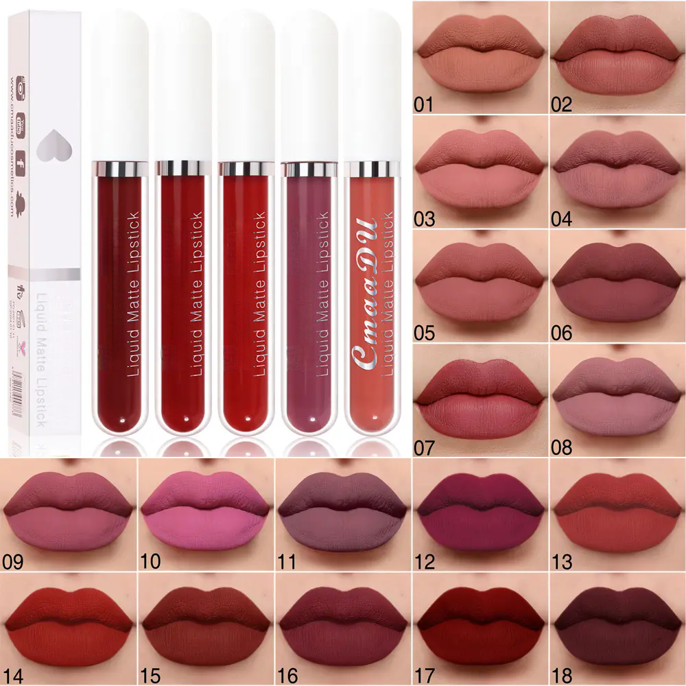 Durable 18 Colors Silky Soft Matte Lip Gloss Long Lasting Non-Stick Lip Beauty Makeup Waterproof Liquid Lipstick