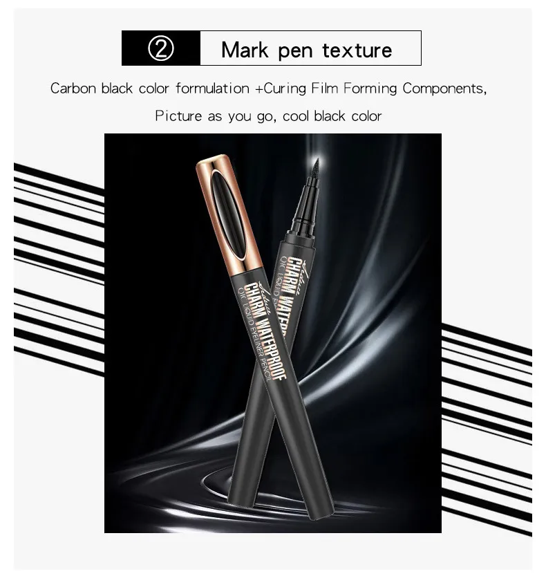 for Cross-Border Makeup Eyeliner Pen Wholesale Waterproof Oil Non-Blooming Cool Black Smooth Beauty Q611 Made in China