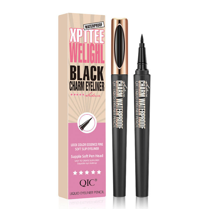 for Cross-Border Makeup Eyeliner Pen Wholesale Waterproof Oil Non-Blooming Cool Black Smooth Beauty Q611 Shantou Origin Made in China