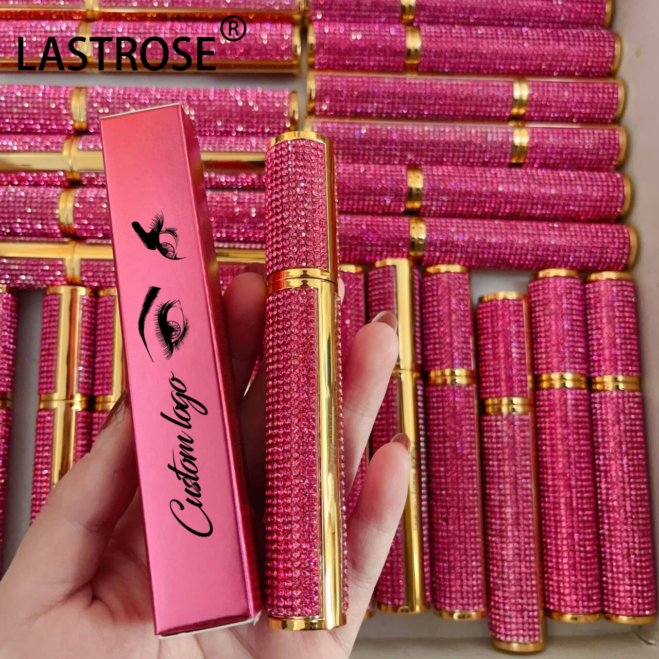 Wholesale Rose Pink Mineral Mascara Private Label 4D Fiber Mascara Waterproof Lengthening Long Lasting Black Eyelash Mascara
