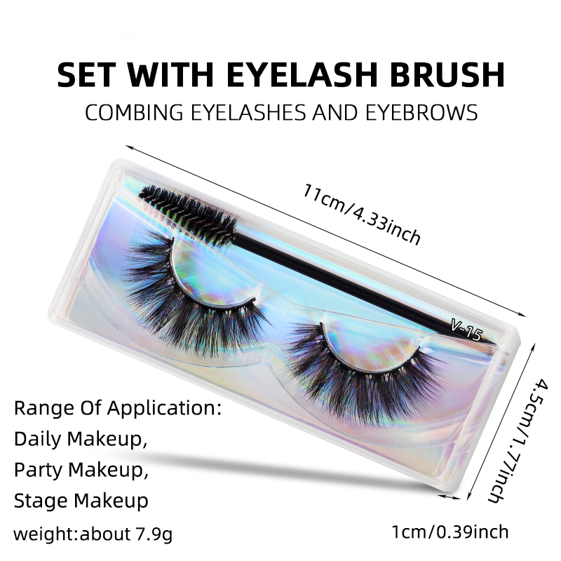 Wispy Lashes Look Fake Eyelashes Bulk with 15 Glitter Eyelash Box Natural Medium Length Mink Fur 3d Faux Mink Synthetic