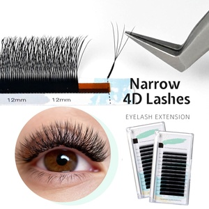 Custom Narrow 4D Lash Extensions W Shaped 6-15mm C D L Eyelash Fans Slim Root Clover Premade Volume Fans Natural Lash Fans