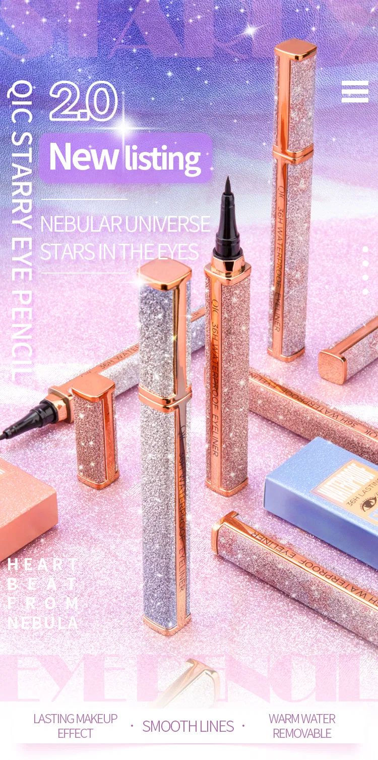OEM Gold Diamond Color Star Shiny Eyeliner Waterproof Eyeliner for Makeup