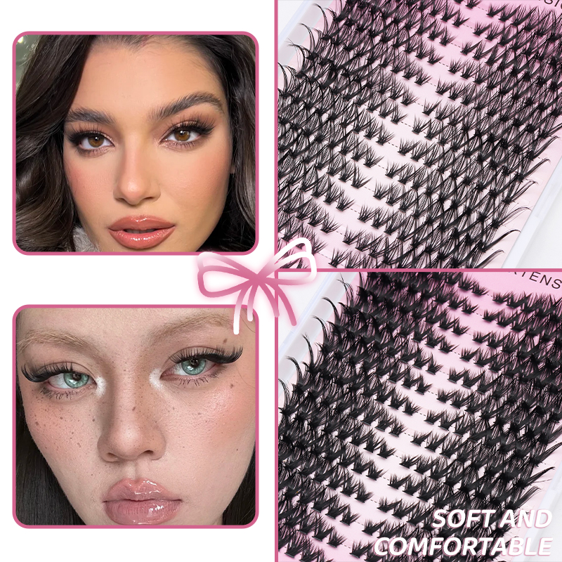 Wholesale 14 Rows Cluster Lashes Handmade Volume Eyelash Extensions Multi-Row Cluster Fans Mixed Eye Lashes Individual Lash