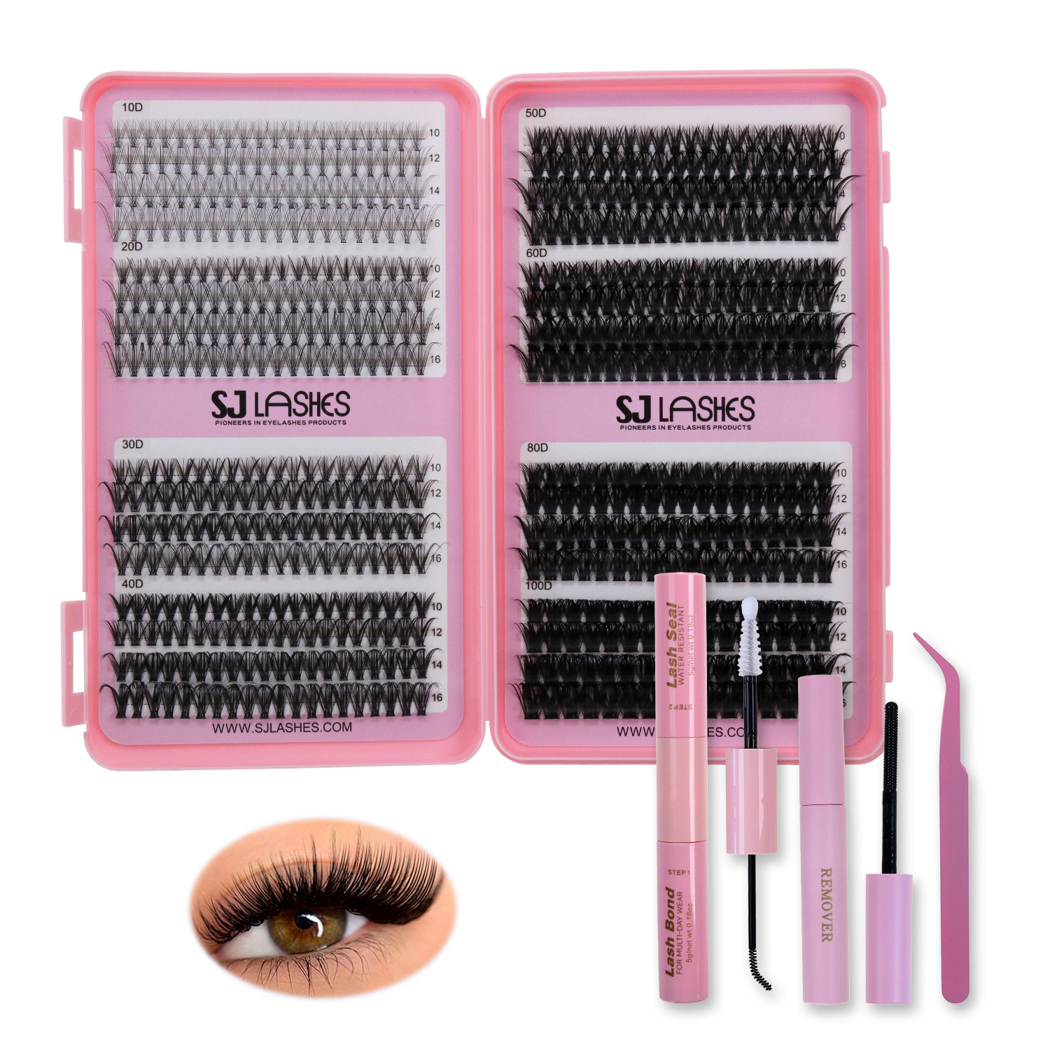 Hot-Selling DIY Eyelash Extension Kits 32 Rows Hot-Melt Hair Thick 30D 40D Single Cluster False Eyelashes Eyelashes