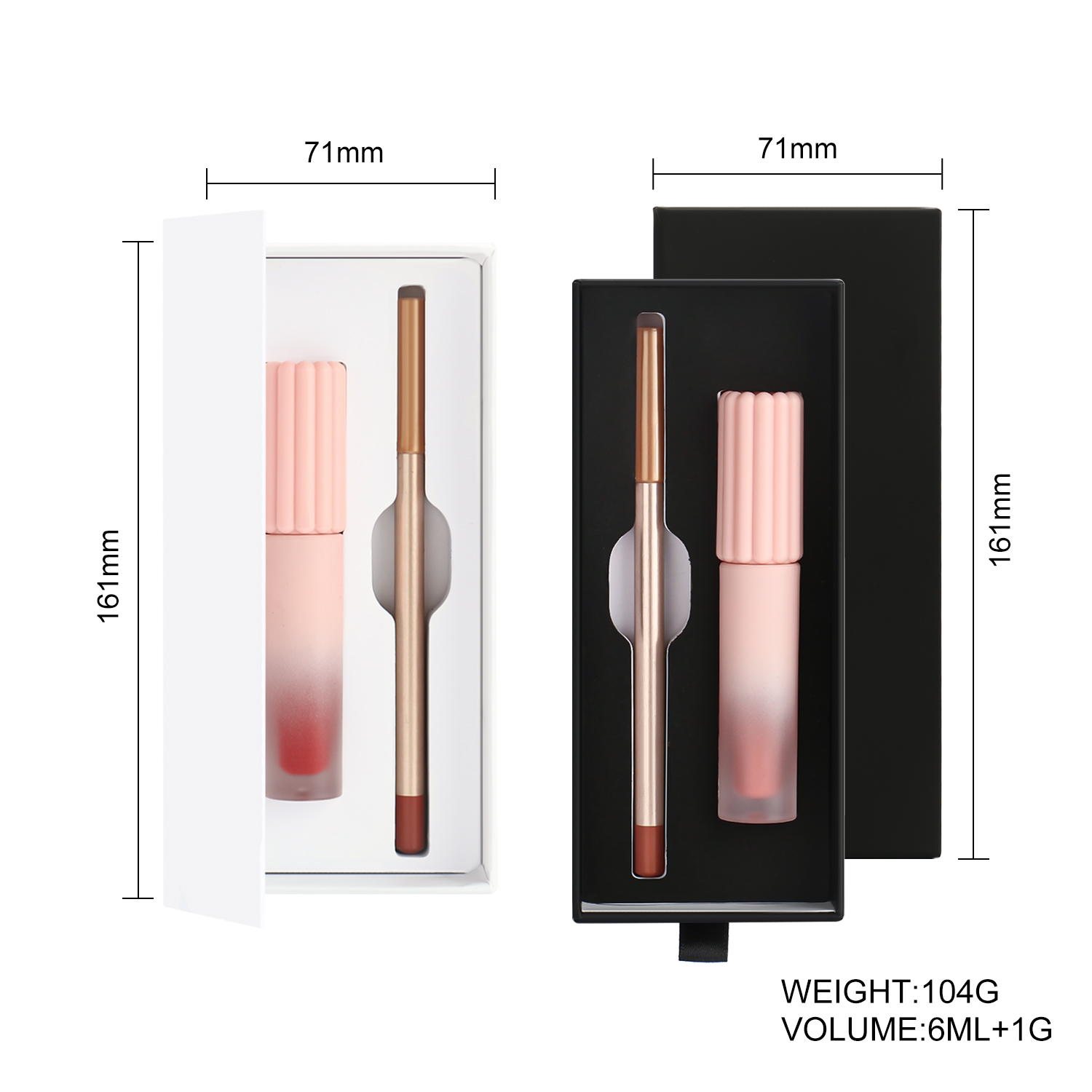 Hot Sale Solid Color Two in One Lipstick Kit Waterproof Lip Gloss Set Vegan Creamy Lip Liner and Lip Gloss for Women