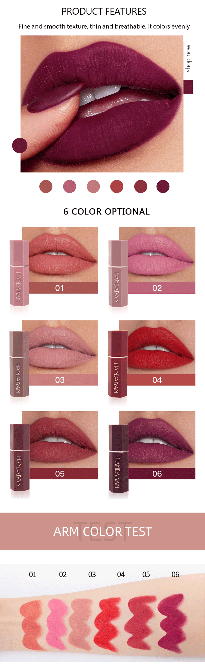 Handaiyan Velvet Matte Lipstick 3