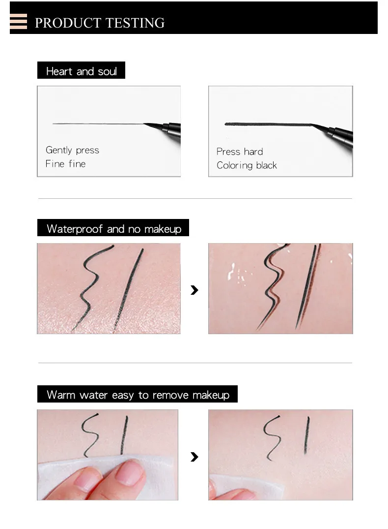 for Cross-Border Makeup Eyeliner Pen Wholesale Waterproof Oil Non-Blooming Cool Black Smooth Beauty Q611 Made in China