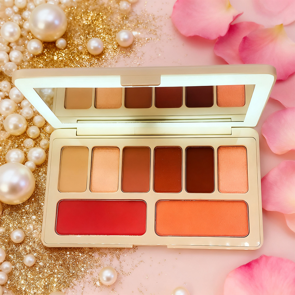 High Quality Waterproof Metallic Shimmer Long Lasting 8-Color Eyeshadow Palette with LED Light Private Label OEM