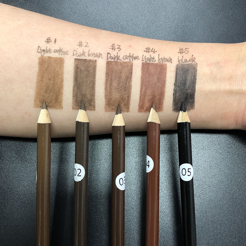 Private Label Waterproof Eyebrow Pencil Double Head Wooden Eyebrow Pencil With Brow Brush and Pencil Sharpener
