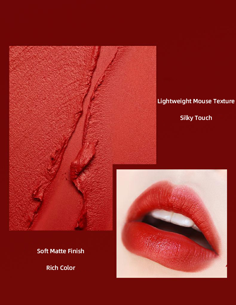 Velvet Silk Mousse Gloss Herbal Mineral Long-Lasting Vegan Lip Gloss High Pigment Non-Fading Matte Liquid Natural Makeup