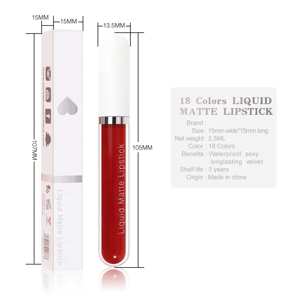 Durable 18 Colors Silky Soft Matte Lip Gloss Long Lasting Non-Stick Lip Beauty Makeup Waterproof Liquid Lipstick