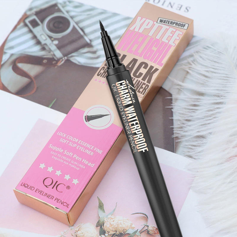 for Cross-Border Makeup Eyeliner Pen Wholesale Waterproof Oil Non-Blooming Cool Black Smooth Beauty Q611 Shantou Origin Made in China
